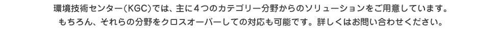 環境技術センターでは、主に4つのカテゴリー分野からのソリューションをご用意しています。